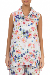 Cowl Neck Sleeveless Primrose Linen Tunic 1