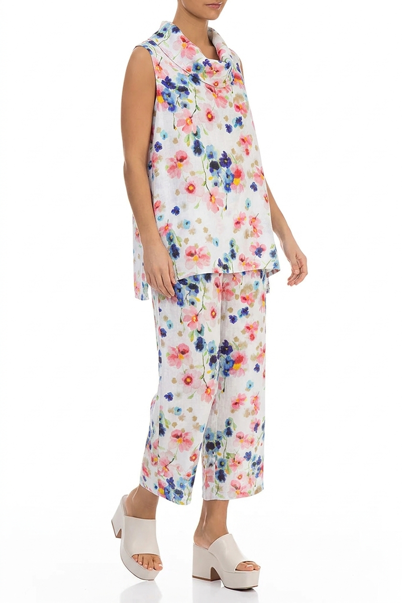 Cowl Neck Sleeveless Primrose Linen Tunic 4