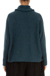 Cowl Neck Teal Wool Sweater 2