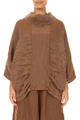 Cowl Neck Textured Aged Copper Silk Blouse 1