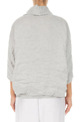 Cowl Neck Textured Cream Grey Silk Blouse 2