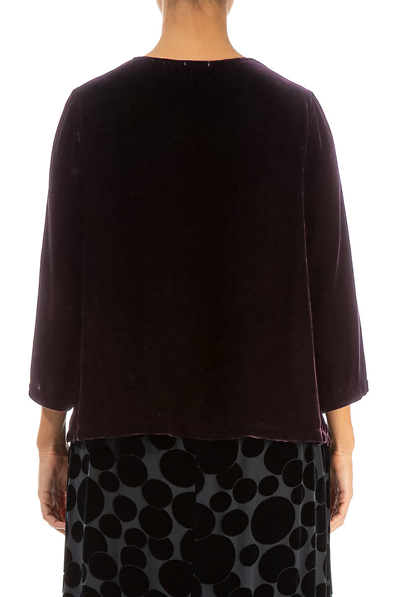 Cowl Neck Vintage Violet Silk Velvet Blouse 3