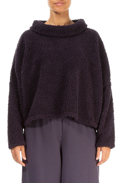 Cowl Neck Vintage Violet Teddy Cotton Jumper 1
