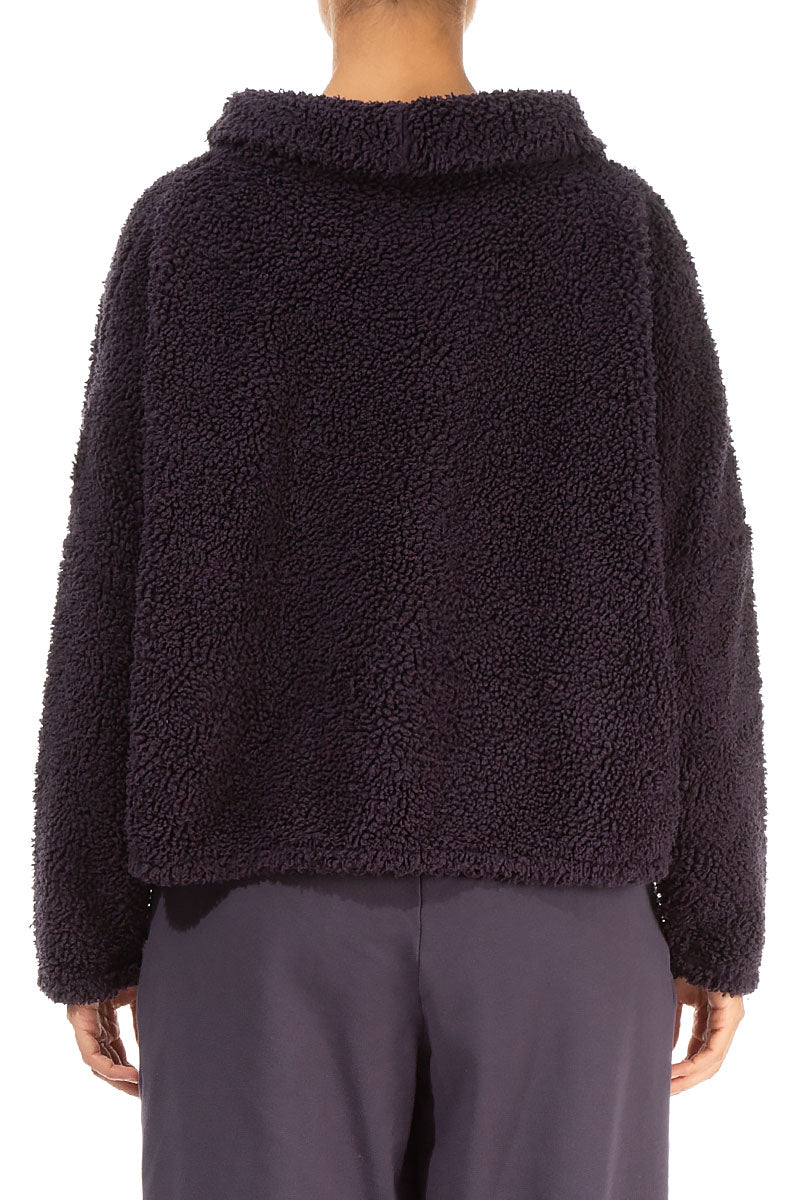 Cowl Neck Vintage Violet Teddy Cotton Jumper 2