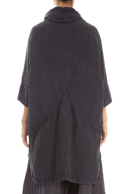 Cowl Neck Vintage Violet Waves Silk Tunic 2