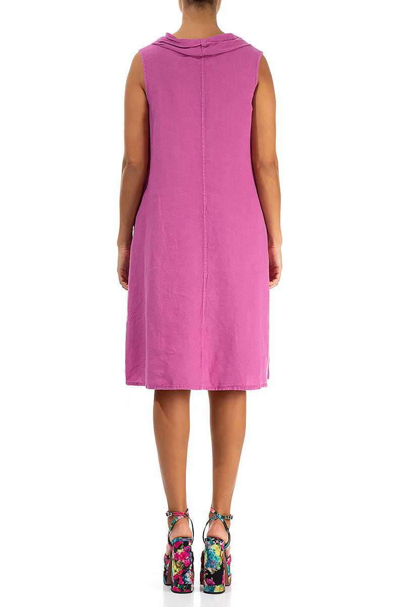 Cowl Neck Wild Berry Linen Midi Dress 2