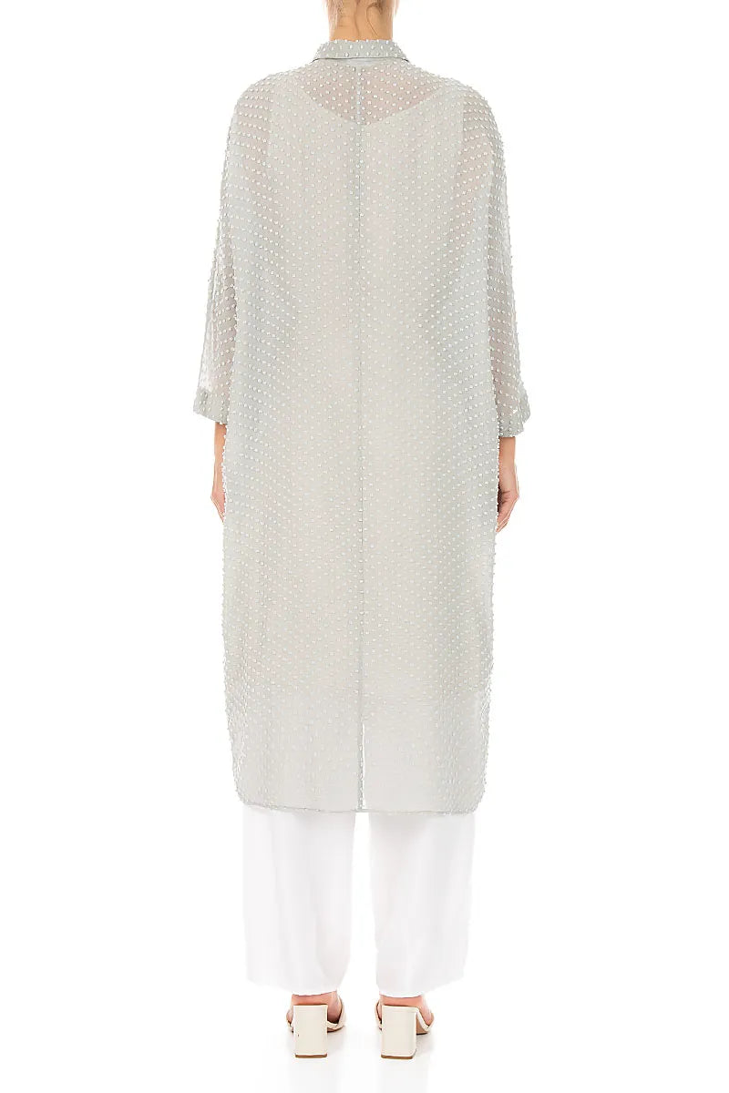 Cream Grey Dotty Silk Dress Jacket 2