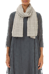Cream Light Textured Silk Scarf 1