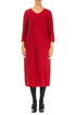 Crinkled Cherry Red Silk Linen Midi Dress 1