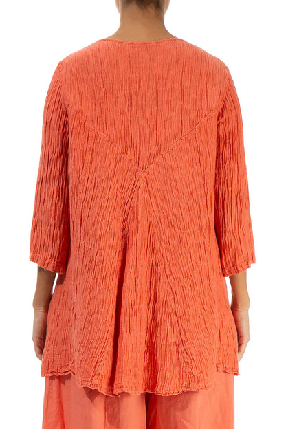 Crinkled Coral Silk Tunic 2