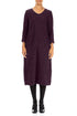 Crinkled Deep Plum Silk Linen Midi Dress 1