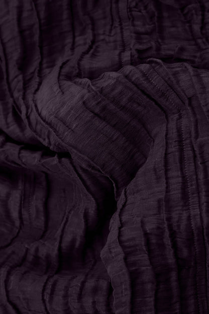 Crinkled Deep Plum Silk Linen Skirt