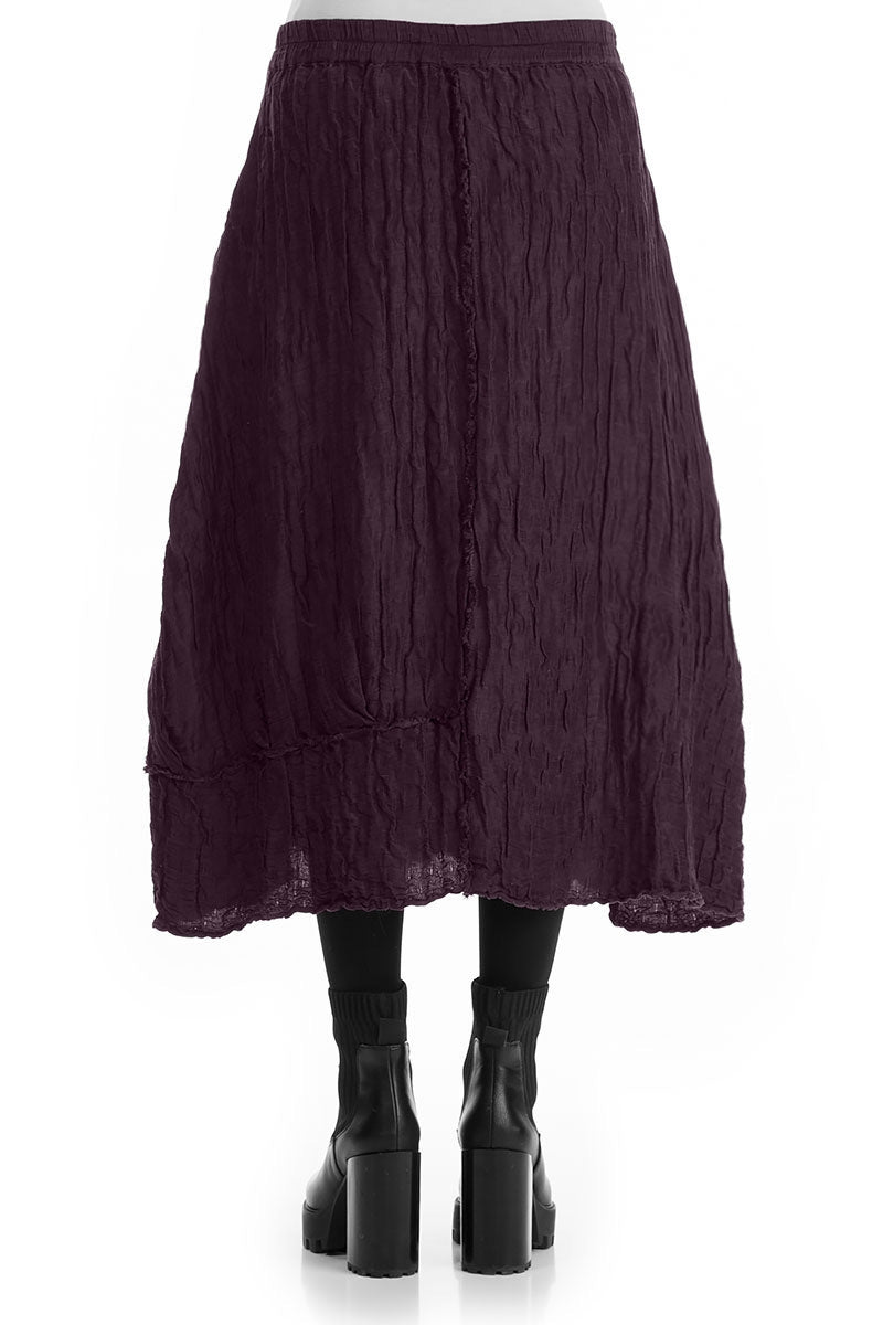 Crinkled Deep Plum Silk Linen Skirt 2