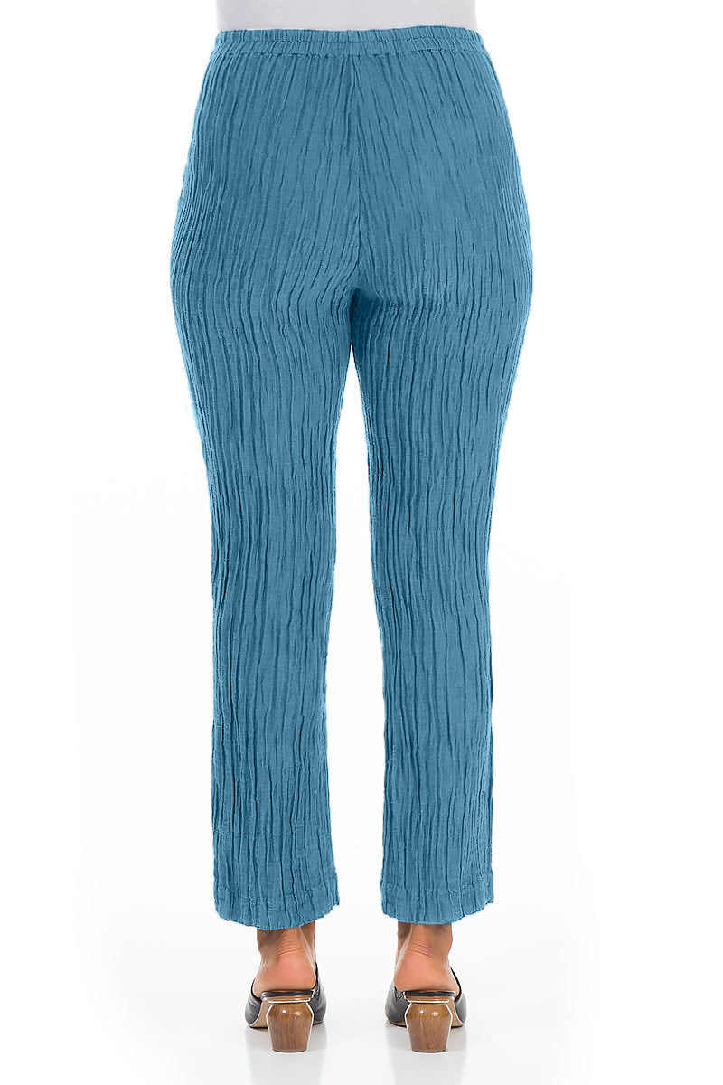 Crinkled Denim Silk Trousers