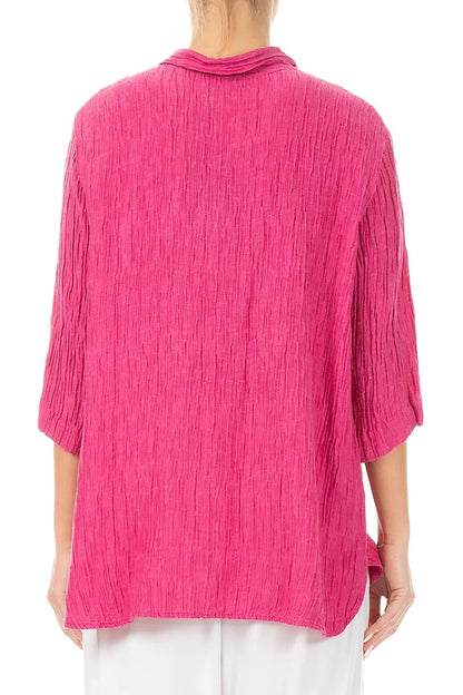 Crinkled Fuchsia Silk Shirt 2