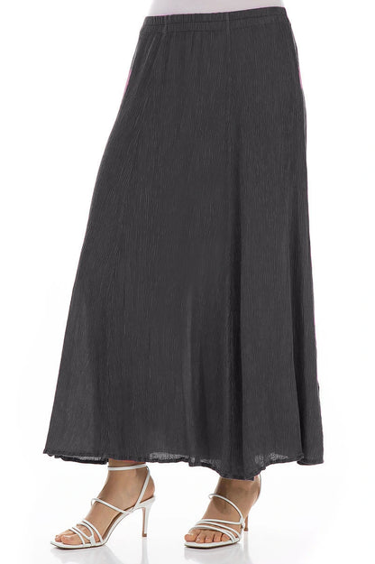 Crinkled Graphite Silk Viscose Maxi Skirt 3