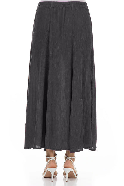 Crinkled Graphite Silk Viscose Maxi Skirt 2