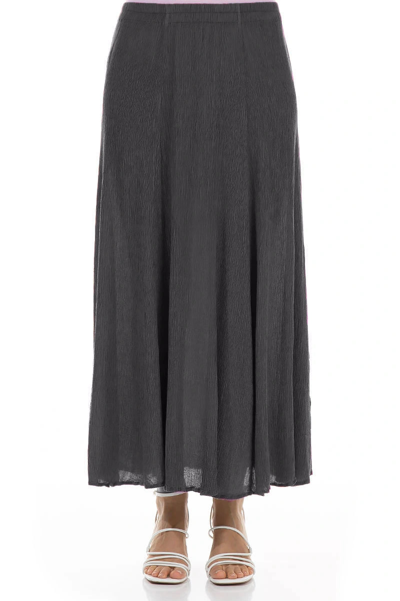 Crinkled Graphite Silk Viscose Maxi Skirt 1