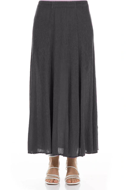 Crinkled Graphite Silk Viscose Maxi Skirt 1