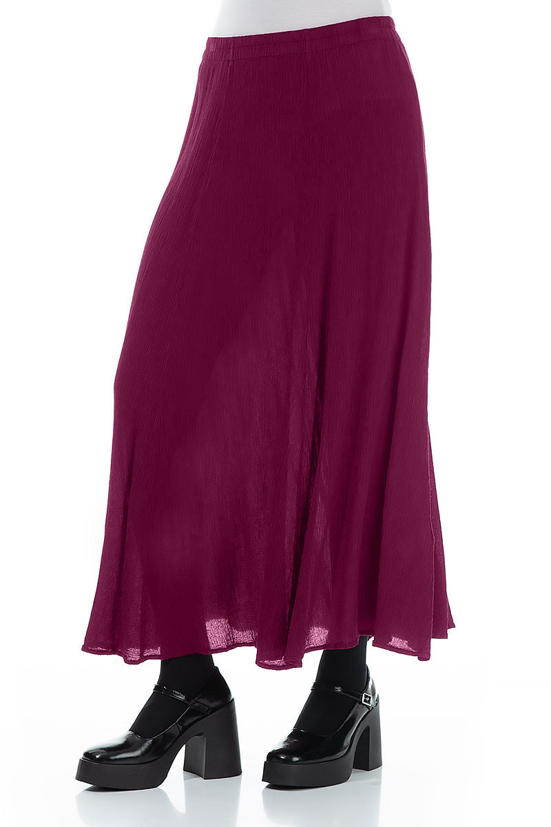 Crinkled Magenta Silk Viscose Maxi Skirt