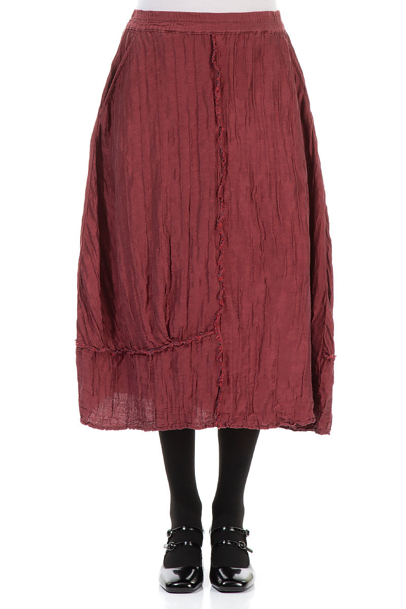 Crinkled Merlot Silk Linen Skirt