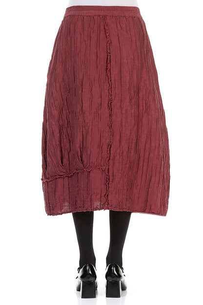 Crinkled Merlot Silk Linen Skirt