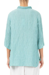 Crinkled Mint Silk Shirt 2