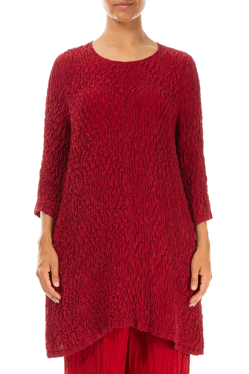 Crinkled Red Silk Tunic 1