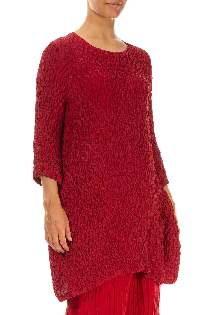 Crinkled Red Silk Tunic 3