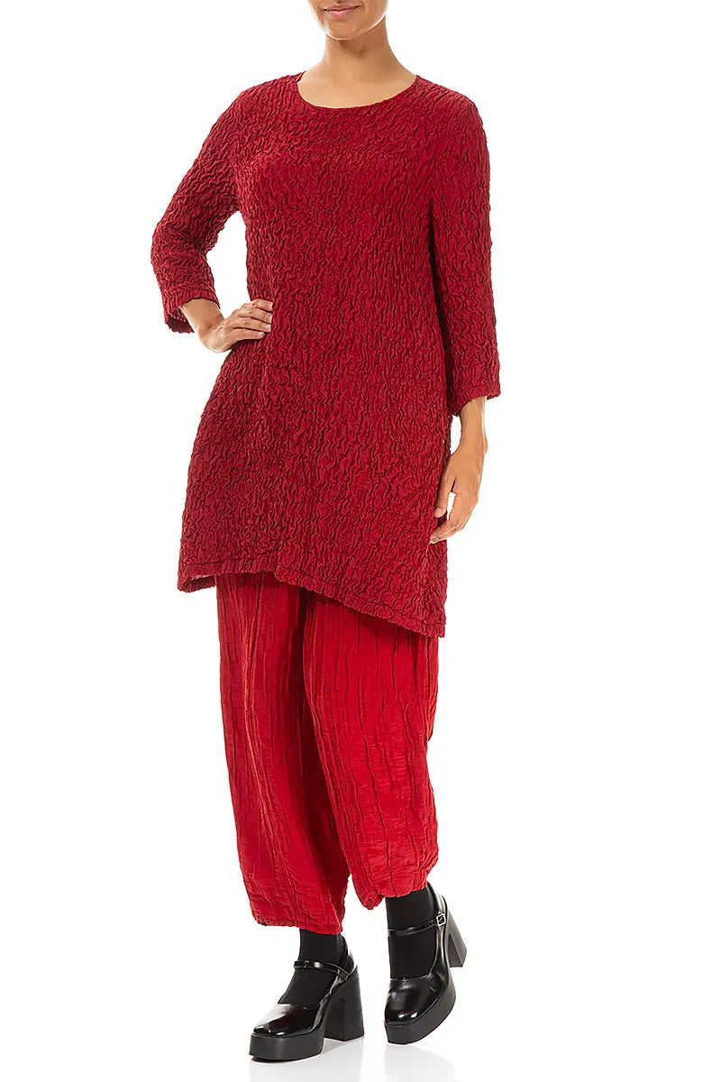 Crinkled Red Silk Tunic 4