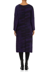 Crinkled Royal Purple Printed Silk Viscose Dress 2