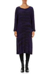 Crinkled Royal Purple Printed Silk Viscose Dress 1