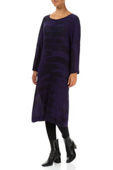 Crinkled Royal Purple Printed Silk Viscose Dress 3