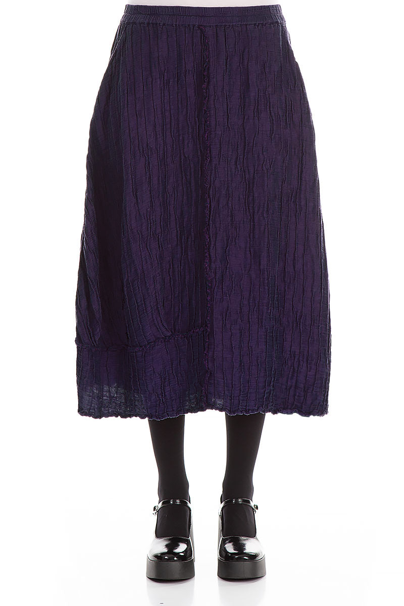 Crinkled Royal Purple Silk Linen Skirt 1