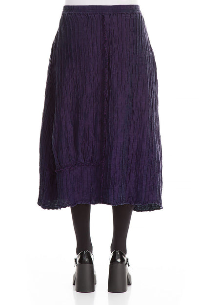 Crinkled Royal Purple Silk Linen Skirt 2