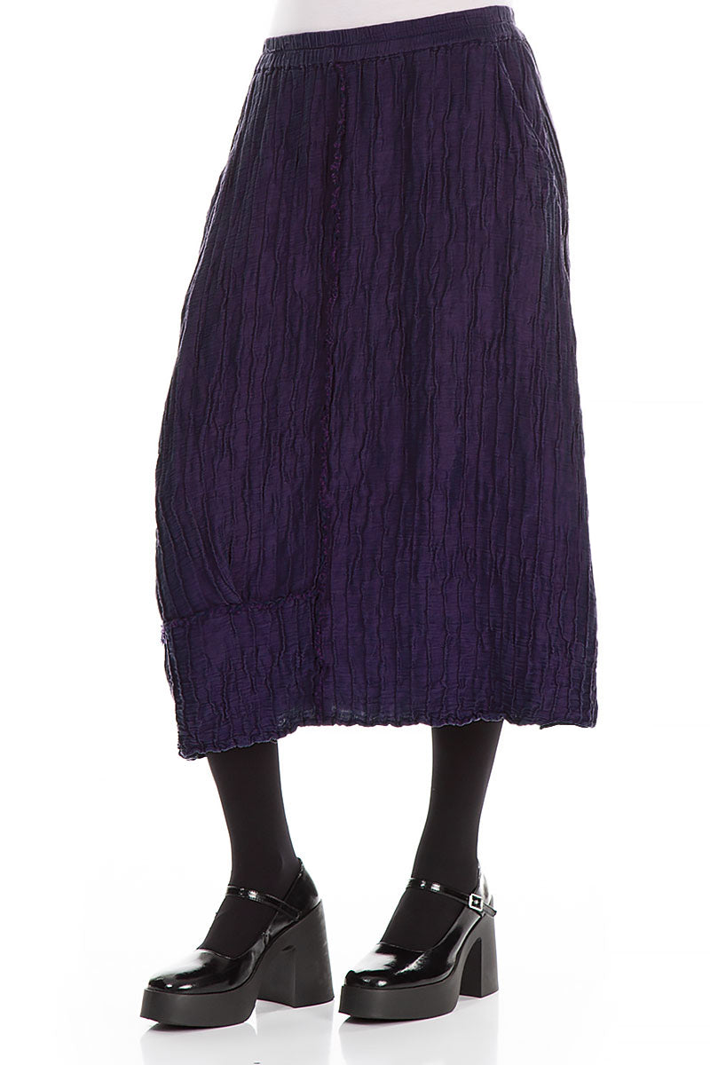 Crinkled Royal Purple Silk Linen Skirt 3