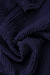 Crinkled Royal Purple Waves Silk Linen Trousers 5