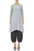 Crinkled Silver Grey Silk Linen Tunic Dress 1