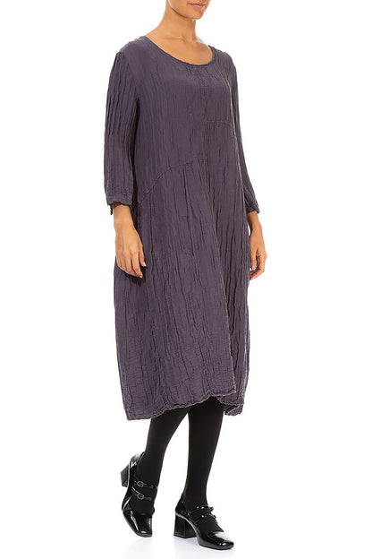 Crinkled Vintage Violet Silk Linen Dress 3