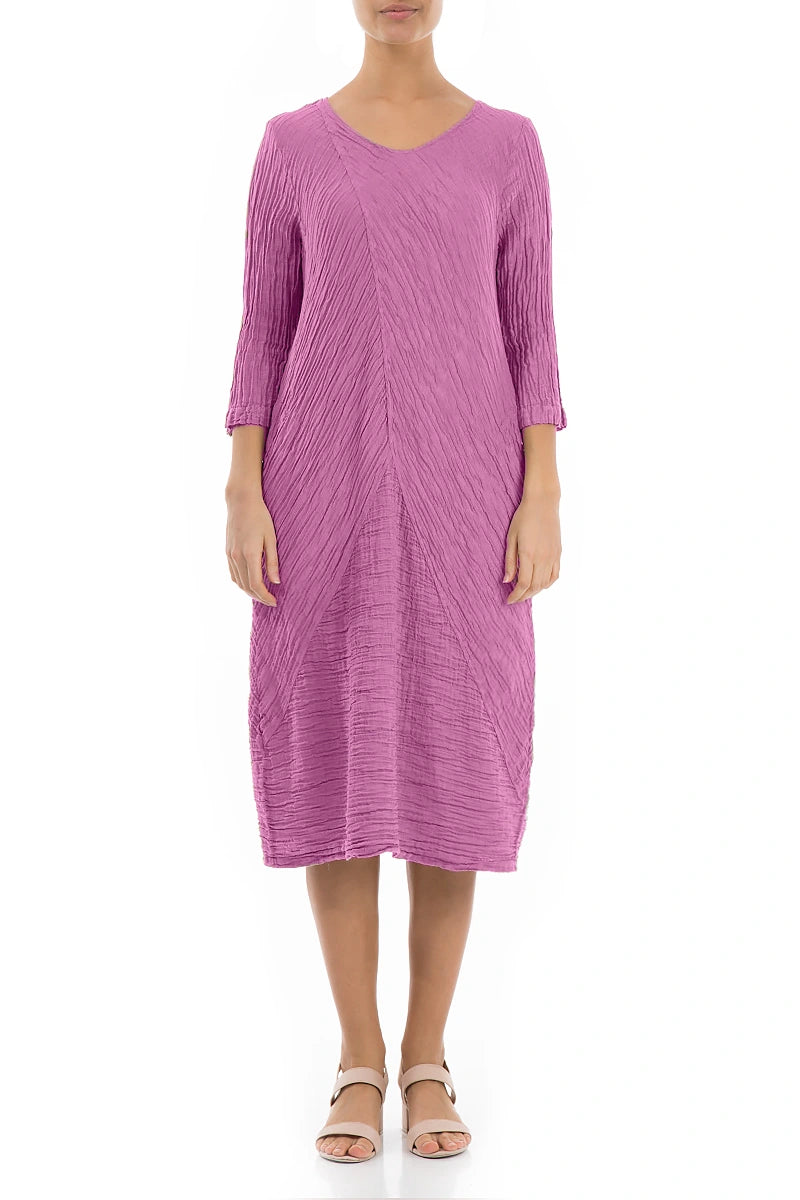 Crinkled Wild Berry Silk Midi Dress 1