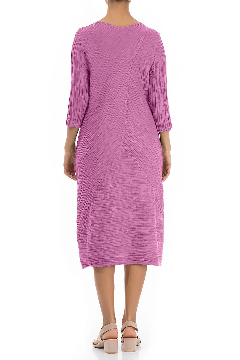 Crinkled Wild Berry Silk Midi Dress 2