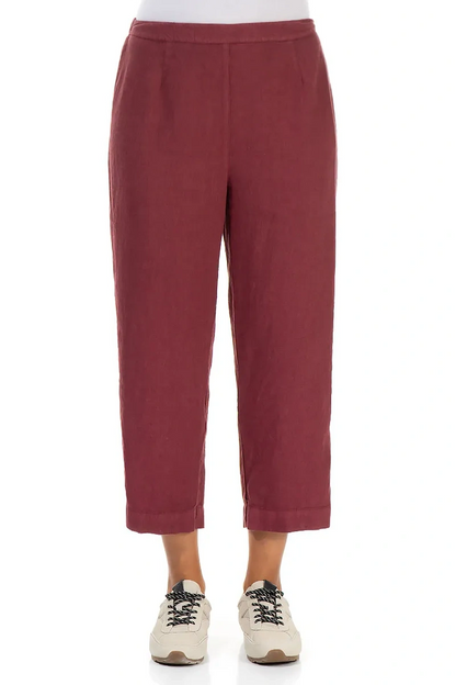 Cropped Antique Ruby Linen Trousers 1