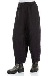 Cropped Back Pockets Slate Blue Mélange Linen Trousers 3