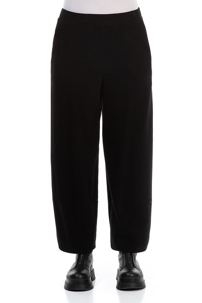 Cropped Black Cotton Trousers 1