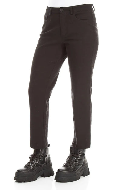 Cropped Charcoal Stretch Cotton Trousers