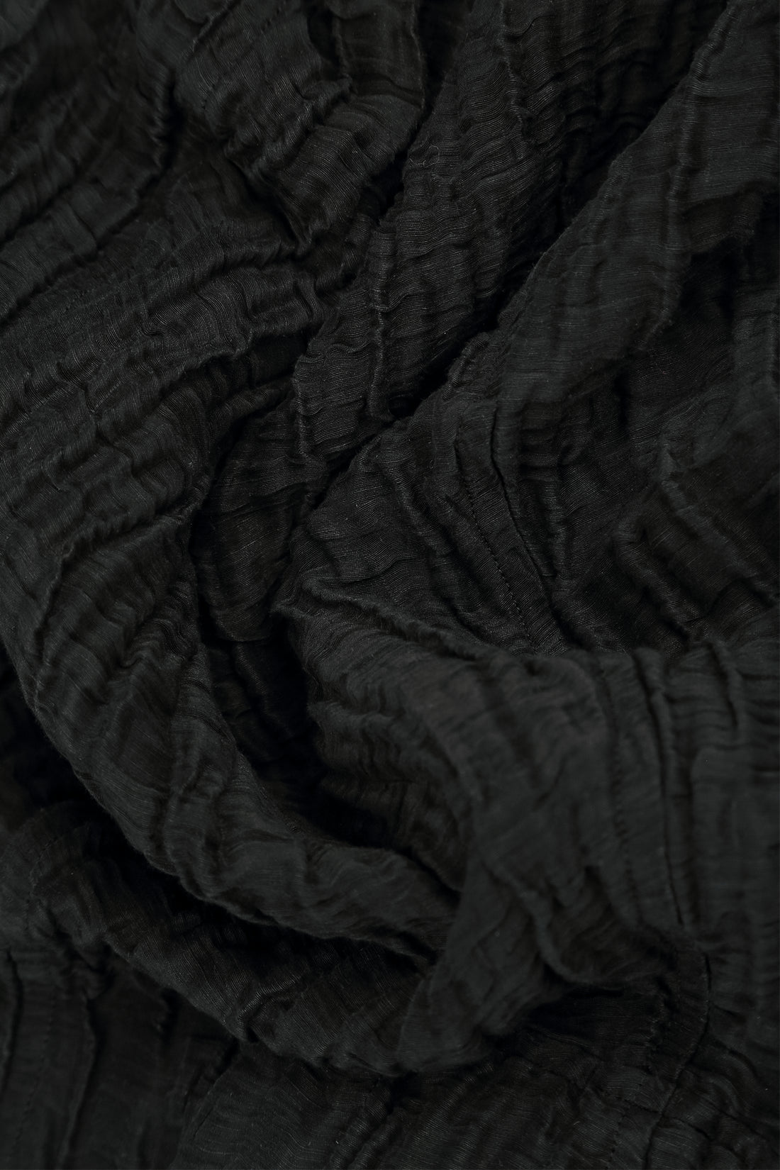 Cropped Crinkled Black Silk Linen Trousers 5