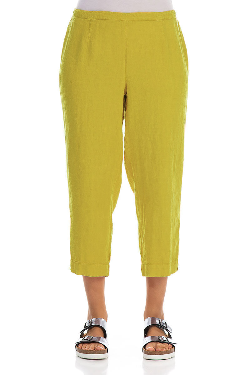 Cropped Cyber Lime Linen Trousers