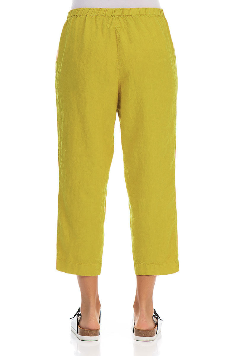 Cropped Cyber Lime Linen Trousers