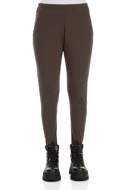 Cropped Forest Brown Cotton Leggings 1