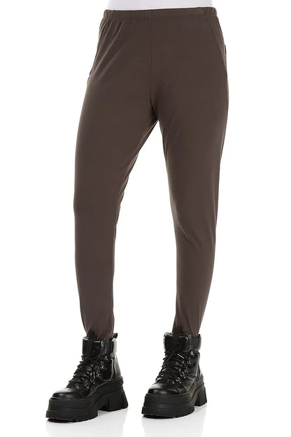 Cropped Forest Brown Cotton Leggings 3